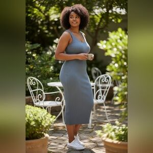 Windsor Light Blue Ribbed Maxi Dress